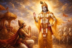 Krishna and Arjuna on the battlefield